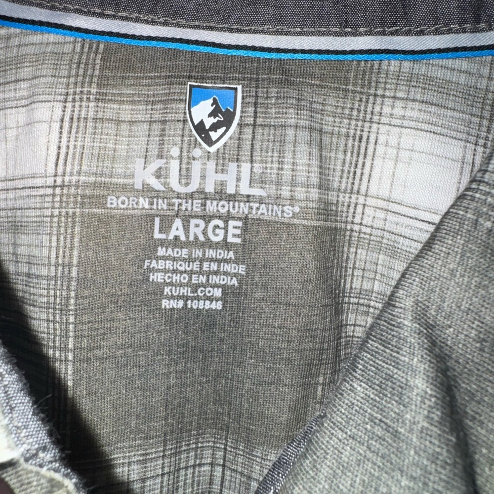 Kuhl Shirt Men’s Sz L Plaid Button Up Lightweight Casual Hiking Short Sleeve